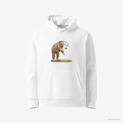 Dalmatian Hoodie – Men White Hoodie Eco-Friendly – Playing Golf with Style (on White Background)