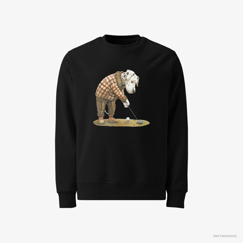 Dalmatian Sweatshirt – Men Black Sweatshirt Classic – Playing Golf with Style (on White Background)