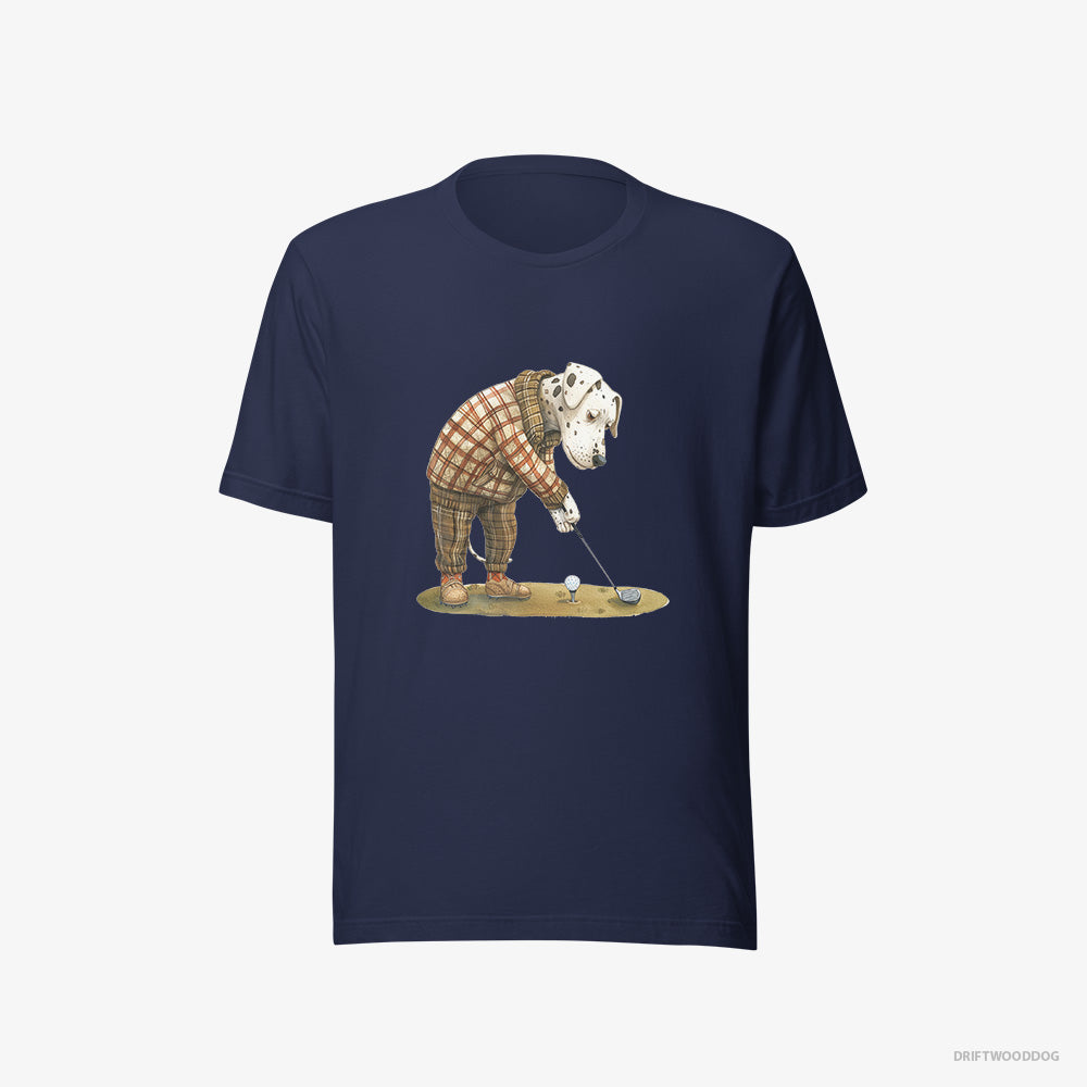 Dalmatian T-Shirt – Men Navy T-Shirt Eco-Friendly – Playing Golf with Style (on White Background)