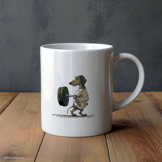 Dachshund Perfecting Powerlifting Mug – Unique Dog Cups | Dog-Themed Mugs