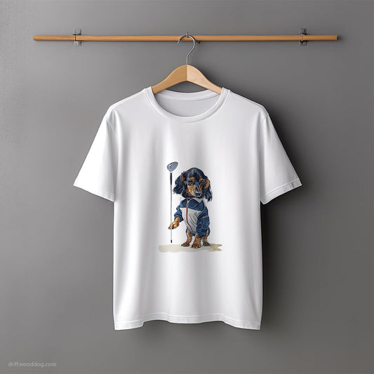 Dachshund with a Golf Club Ready T-Shirt – Unisex Tee for Dog Lovers