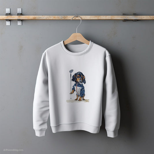 Dachshund with a Golf Club Ready Sweatshirt – Unisex Sweatshirt for Dog Lovers