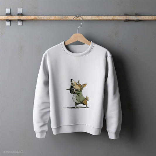 Funny Corgi Smashing the Gym Sweatshirt – Unisex Sweatshirt for Dog Lovers