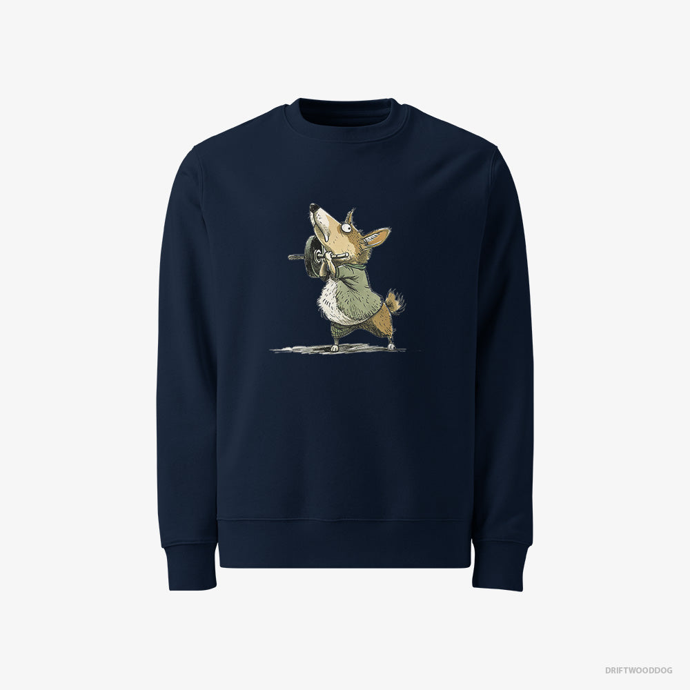 Funny Corgi Smashing the Gym – Men's Sweatshirt Navy – Classic