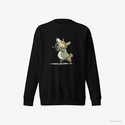 Corgi Smashing the Gym Black Sweatshirt