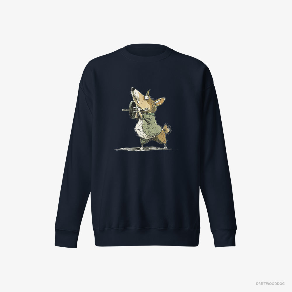 Funny Corgi Smashing the Gym – Women's Sweatshirt Navy Eco – Eco-Friendly