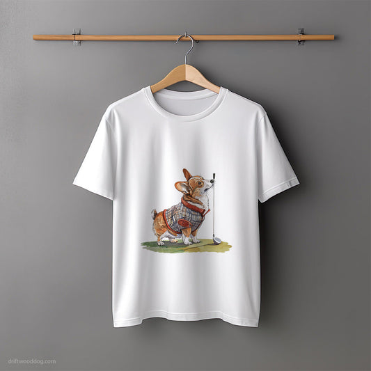 Corgi with Golf Club T-Shirt – Unisex Tee for Dog Lovers