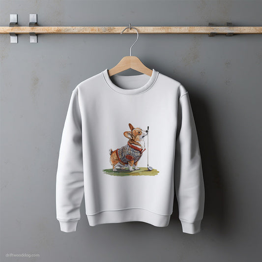 Corgi with Golf Club Sweatshirt – Unisex Sweatshirt for Dog Lovers