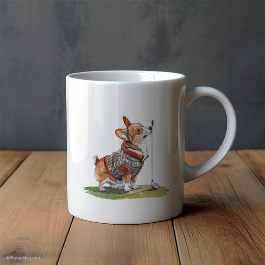 Corgi with Golf Club Mug – Unique Dog Cups | Dog-Themed Mugs