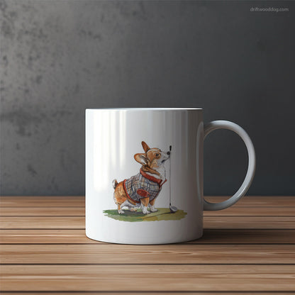 Corgi with Golf Club Mug – Funny Dog Coffee Mugs | Quirky Canine Drinkware