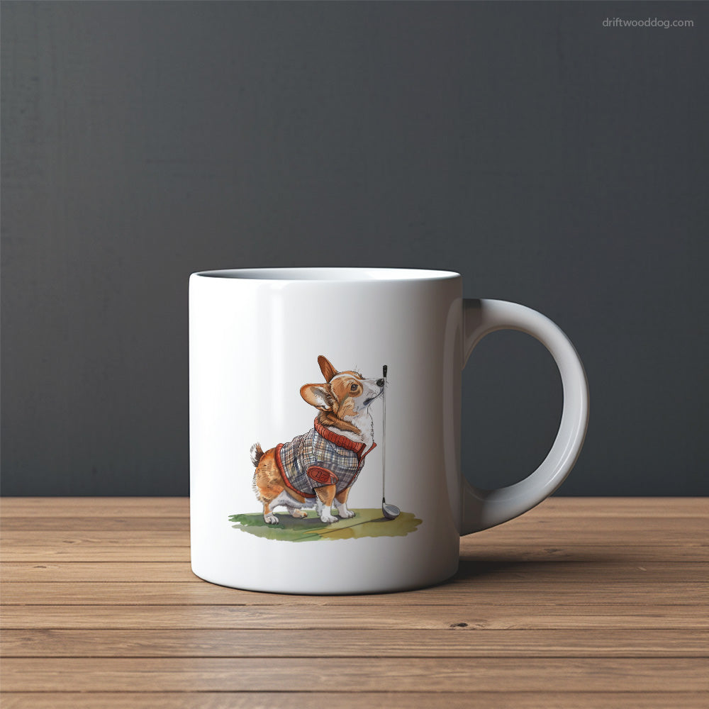 Corgi with Golf Club Mug – Custom Dog Mugs | Personalized Pet Mugs