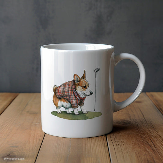 Funny Corgi Sniffing Golf Club Mug – Unique Dog Cups | Dog-Themed Mugs