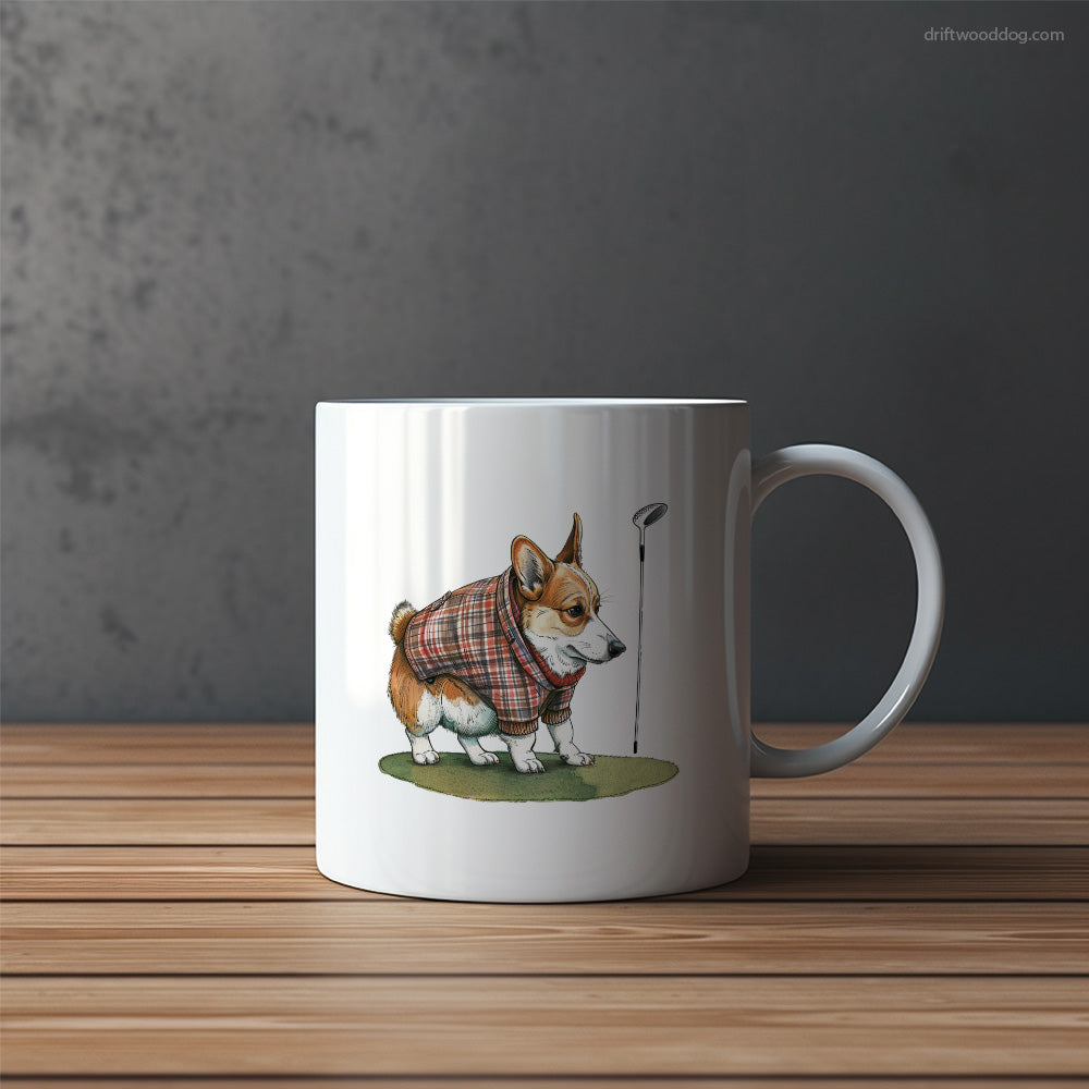 Funny Corgi Sniffing Golf Club Mug – Funny Dog Coffee Mugs | Quirky Canine Drinkware