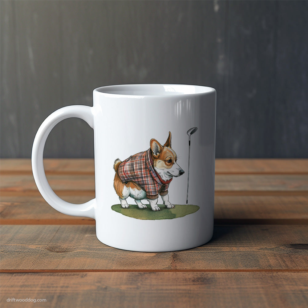 Funny Corgi Sniffing Golf Club Mug – Cute Dog-Themed Mugs | Perfect Gifts for Dog Lovers