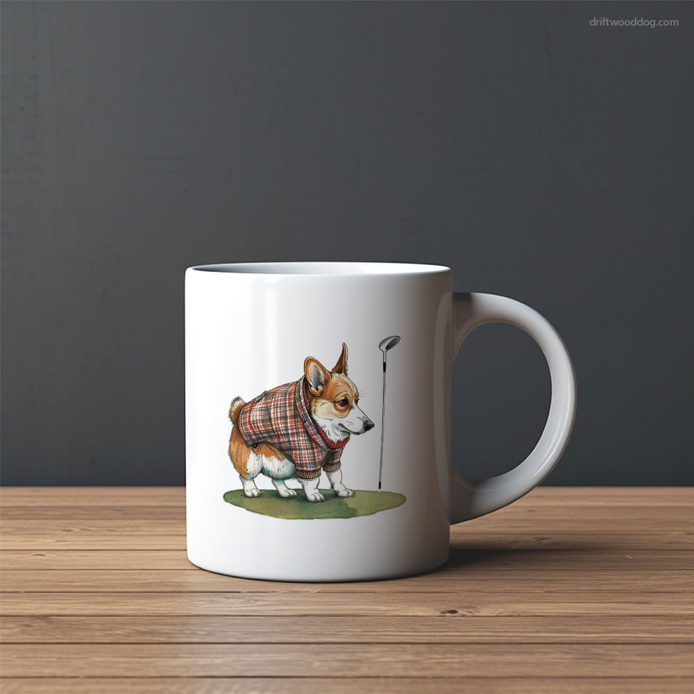 Funny Corgi Sniffing Golf Club Mug – Custom Dog Mugs | Personalized Pet Mugs