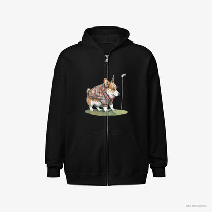 Corgi Sniffing Golf Club Black Hoodie