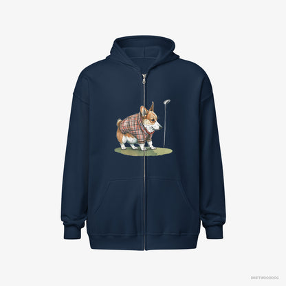 Corgi Sniffing Golf Club Navy Hoodie