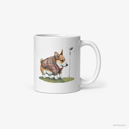 Corgi Sniffing Golf Club White Mug