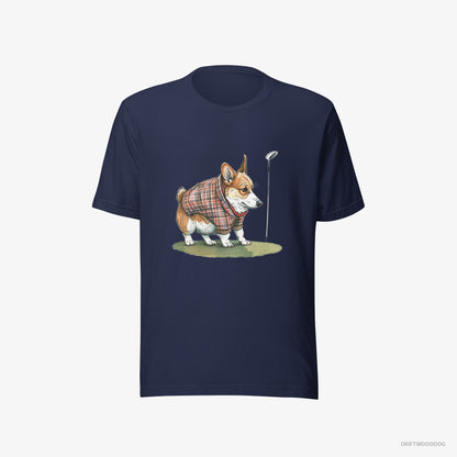 Corgi Sniffing Golf Club Navy T-Shirt