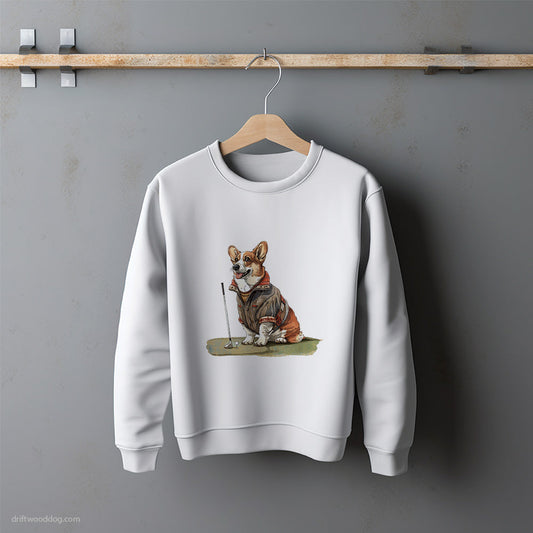 Corgi Golfing with Passion Sweatshirt – Unisex Sweatshirt for Dog Lovers