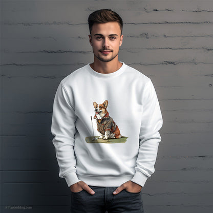 Corgi Golfing with Passion Sweatshirt – Unique Dog Sweatshirt for Men