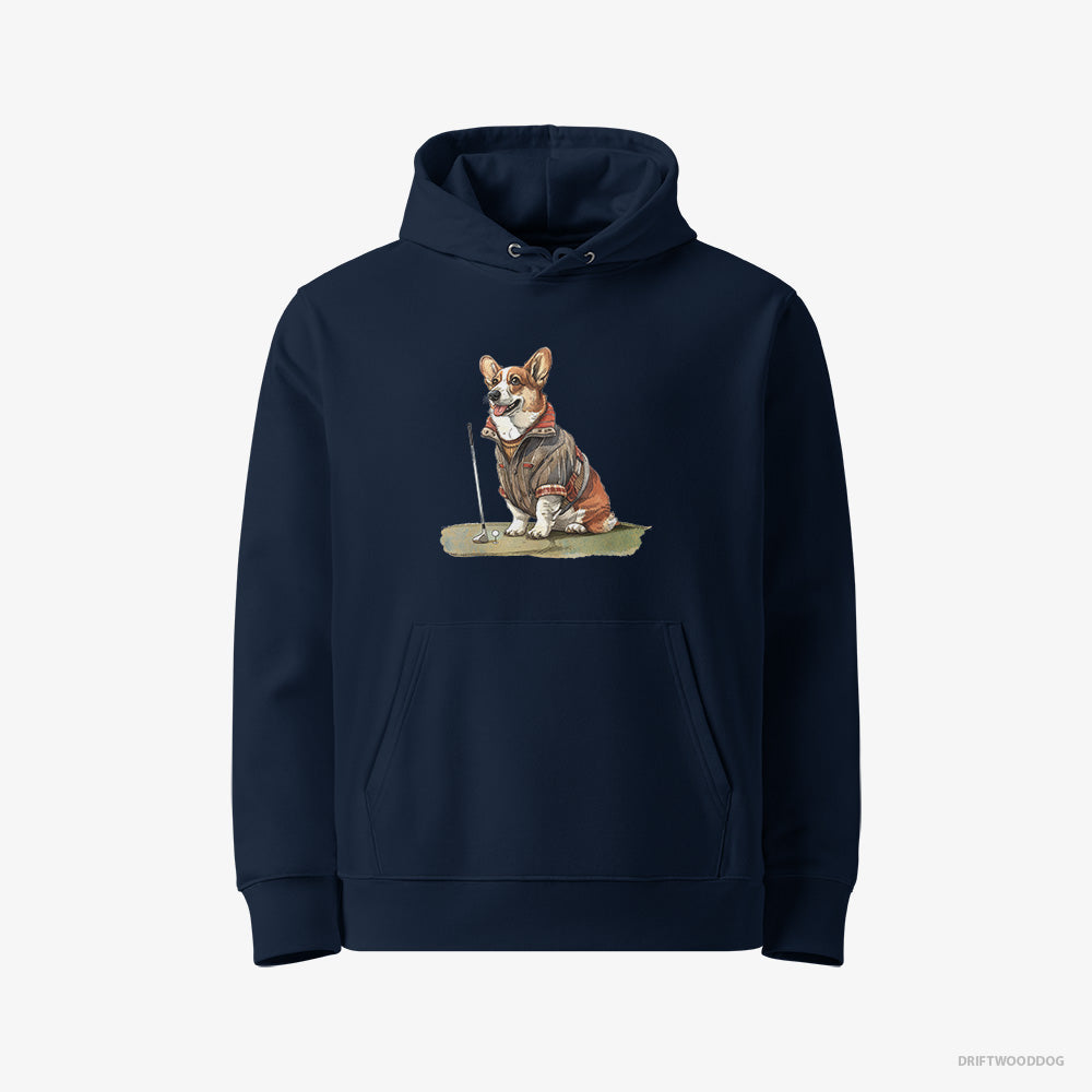 Corgi Golfing with Passion – Men's Hoodie Navy Eco – Eco-Friendly