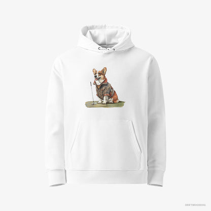 Corgi Golfing with Passion White Hoodie