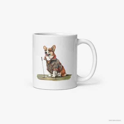 Corgi Golfing with Passion White Mug