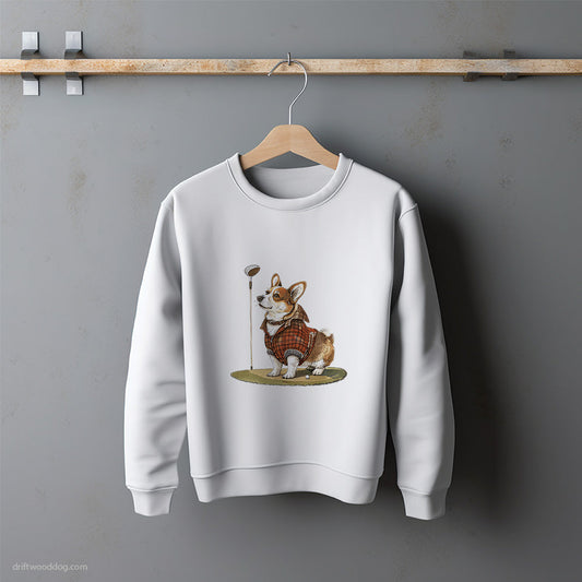 Corgi Focused on the Golf Game Sweatshirt – Unisex Sweatshirt for Dog Lovers