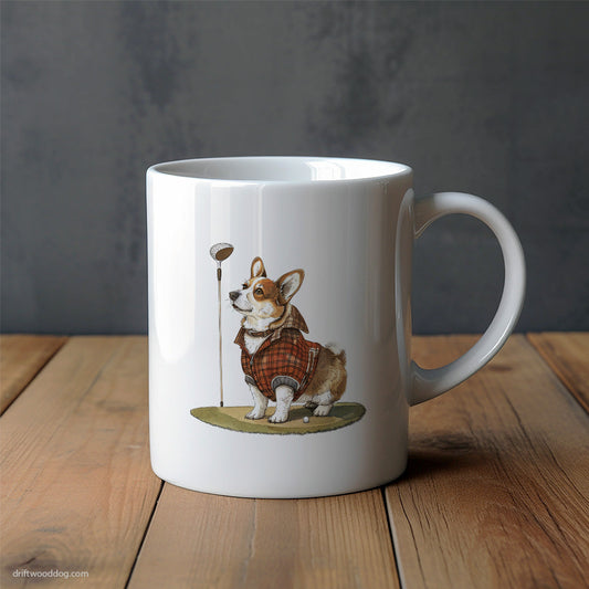 Corgi Focused on the Golf Game Mug – Unique Dog Cups | Dog-Themed Mugs