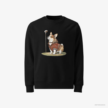 Corgi Focused on the Golf Game Black Sweatshirt