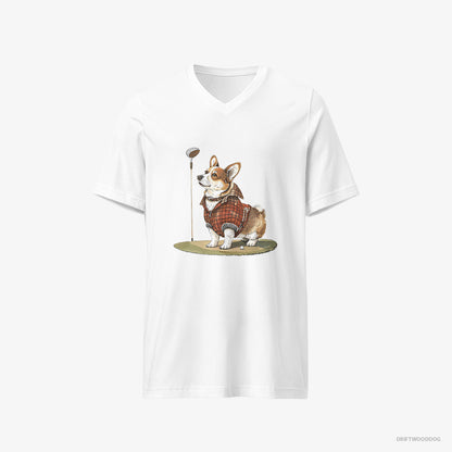 Corgi Focused on the Golf Game White T-Shirt