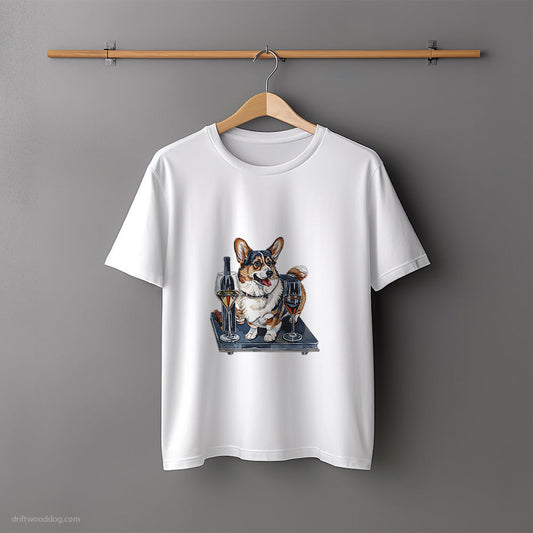 Corgi Sampling Fine Wine T-Shirt – Unisex Tee for Dog Lovers