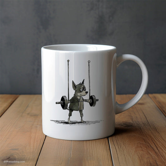 Chihuahua Powering Through the Gym Mug – Unique Dog Cups | Dog-Themed Mugs