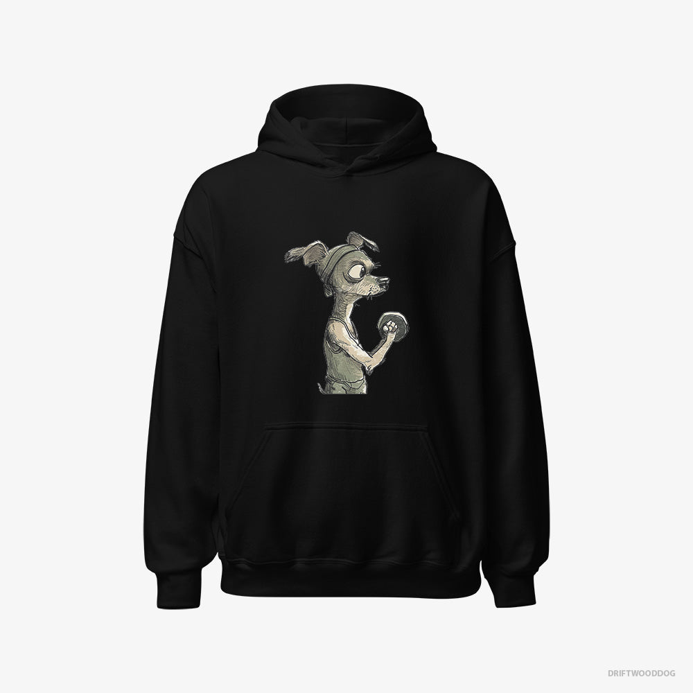 Chihuahua Hoodie – Men Black Hoodie Classic – Ready to Rule the Gym (on White Background)