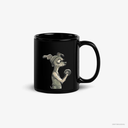 Chihuahua Mug – Unisex Black Mug Classic – Ready to Rule the Gym (on White Background)