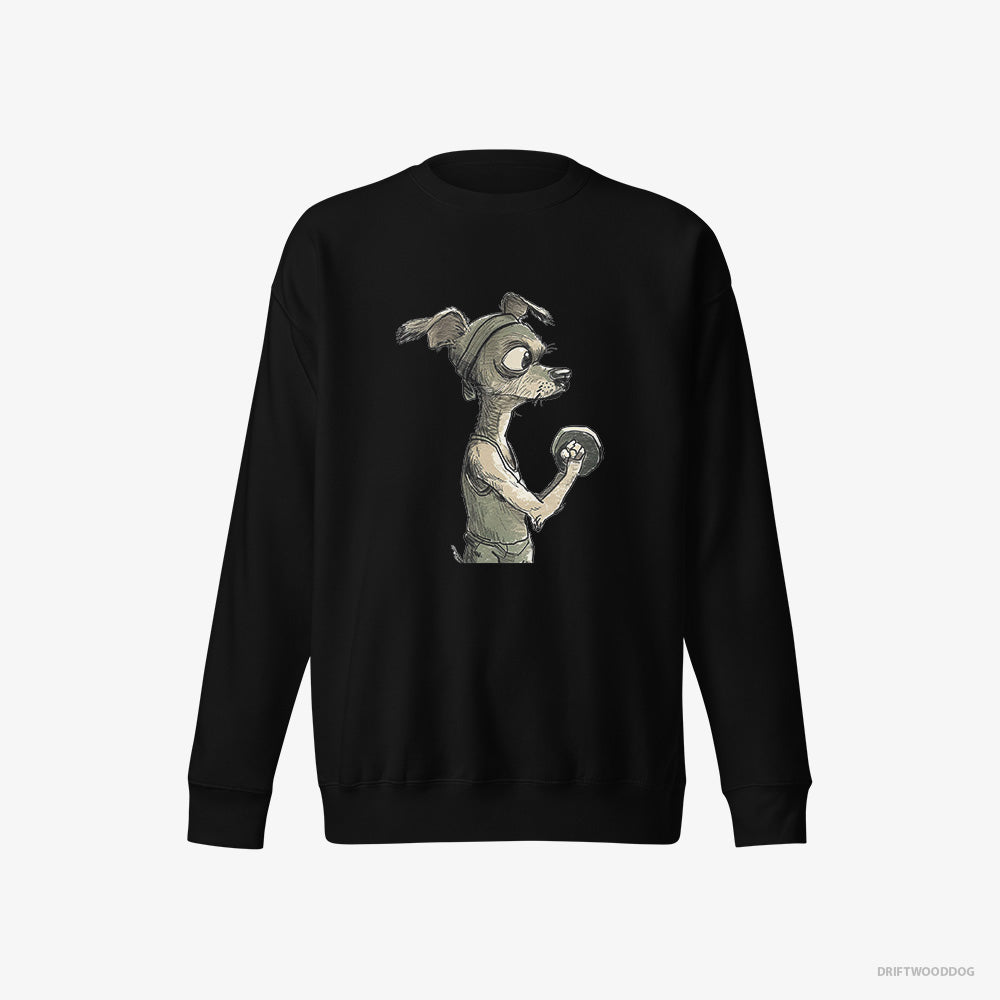 Chihuahua Sweatshirt – Men Black Sweatshirt Eco-Friendly – Ready to Rule the Gym (on White Background)