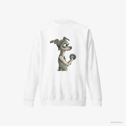 Chihuahua Sweatshirt – Men White Sweatshirt Eco-Friendly – Ready to Rule the Gym (on White Background)