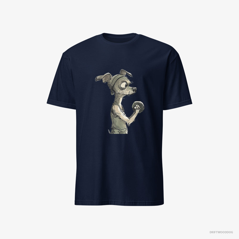 Chihuahua T-Shirt – Men Navy T-Shirt Classic – Ready to Rule the Gym (on White Background)