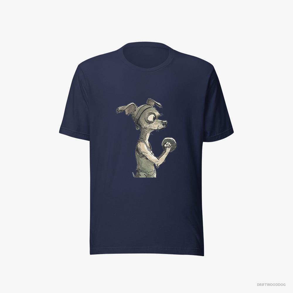 Chihuahua T-Shirt – Women Navy T-Shirt Eco-Friendly – Ready to Rule the Gym (on White Background)