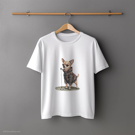 Cute Chihuahua on the Golf Course T-Shirt – Unisex Tee for Dog Lovers