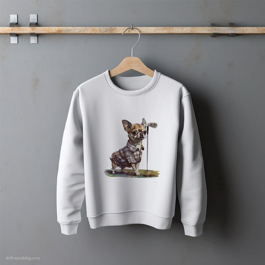 Chihuahua Playing Golf for Fun Sweatshirt – Unisex Sweatshirt for Dog Lovers