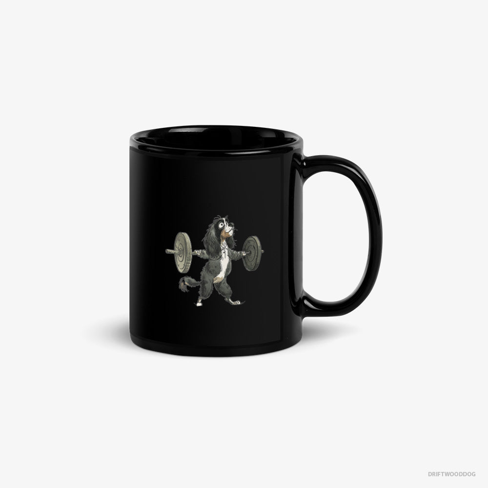 Cavalier King Charles Spaniel Mug – Unisex Black Mug Classic – Unleashing Lifting Power (on White Background)