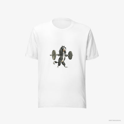 Cavalier King Charles Spaniel T-Shirt – Men White T-Shirt Eco-Friendly – Unleashing Lifting Power (on White Background)