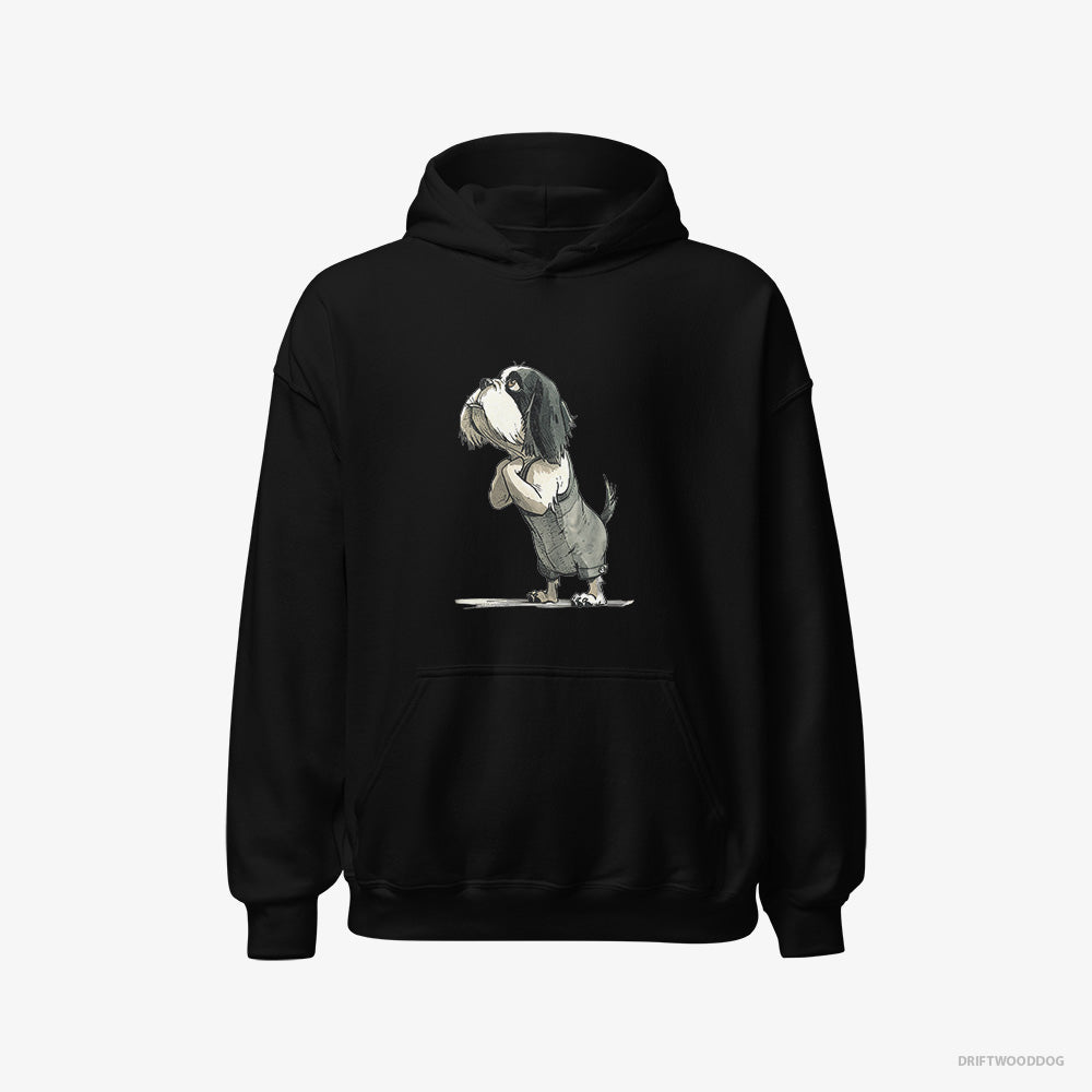 Cavalier King Charles Spaniel Hoodie – Men Black Hoodie Classic – Begging (on White Background)