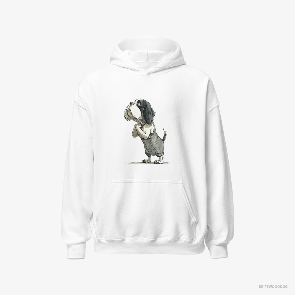 Cavalier King Charles Spaniel Hoodie – Men White Hoodie Classic – Begging (on White Background)