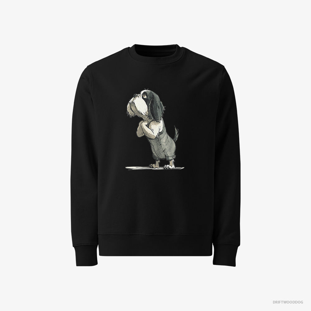 Cavalier King Charles Spaniel Sweatshirt – Men Black Sweatshirt Classic – Begging (on White Background)