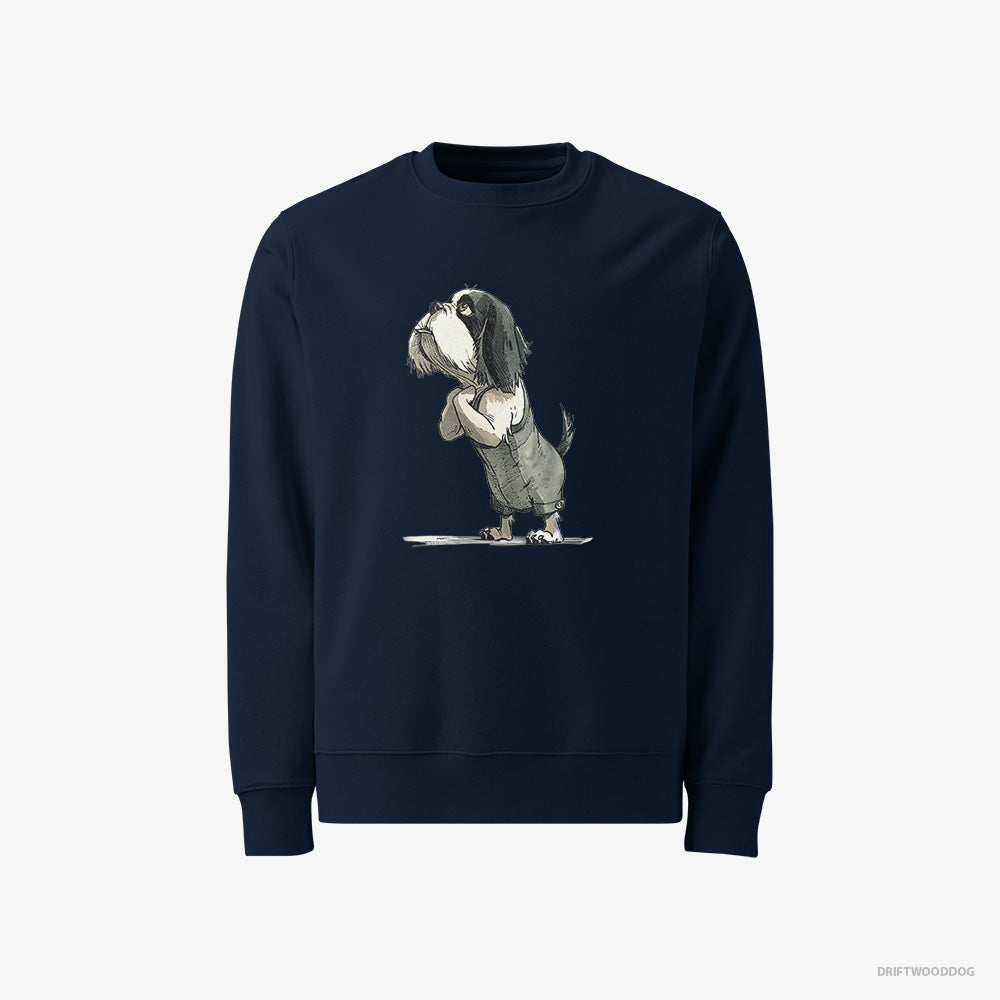 Cavalier King Charles Spaniel Sweatshirt – Men Navy Sweatshirt Classic – Begging (on White Background)