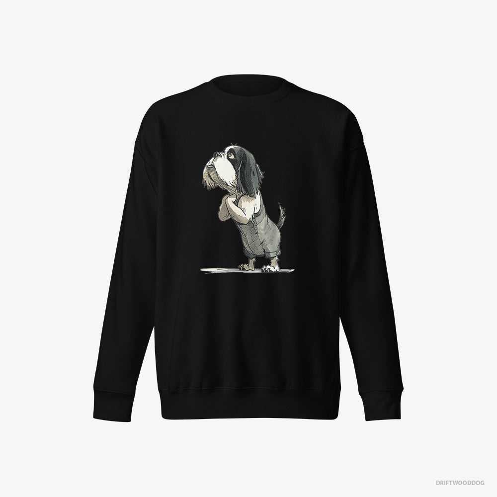 Cavalier King Charles Spaniel Sweatshirt – Women Black Sweatshirt Eco-Friendly – Begging (on White Background)