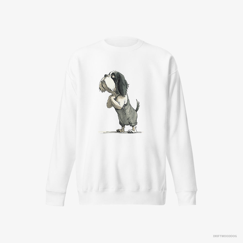 Cavalier King Charles Spaniel Sweatshirt – Men White Sweatshirt Eco-Friendly – Begging (on White Background)